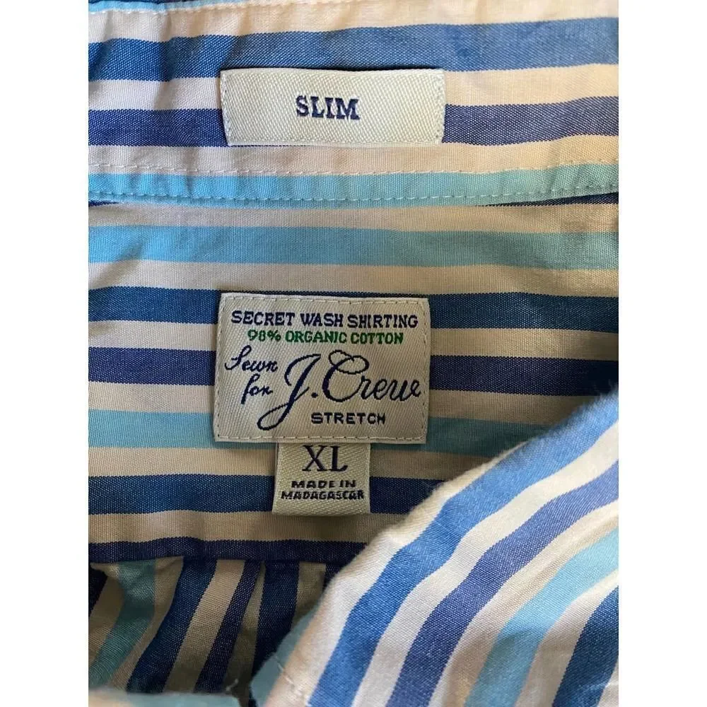 J. Crew Button Down Organic Cotton Shirt Stripes - Size XL